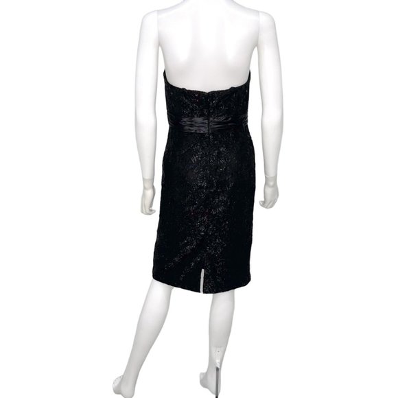 Theia Strapless Shimmer Lace Sweetheart Neckline Mini Dress in Black Size 4 - Picture 4 of 14